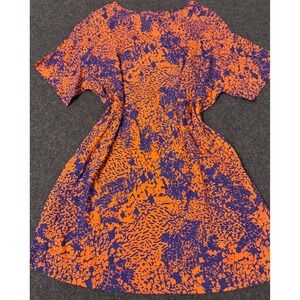 THE KIT. Orange Purple Abstract Print Viscose Shift Dress Womens S Shor slv v3